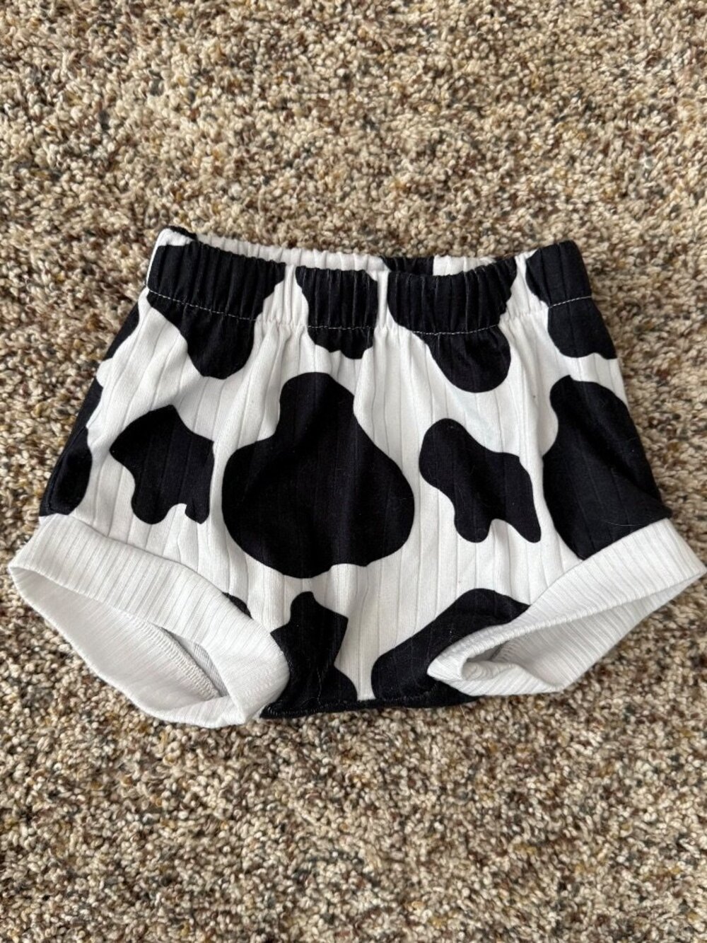 Cow Print Ribbed Knit Baby Bloomers Diaper Cover Bumber Shorts Black White